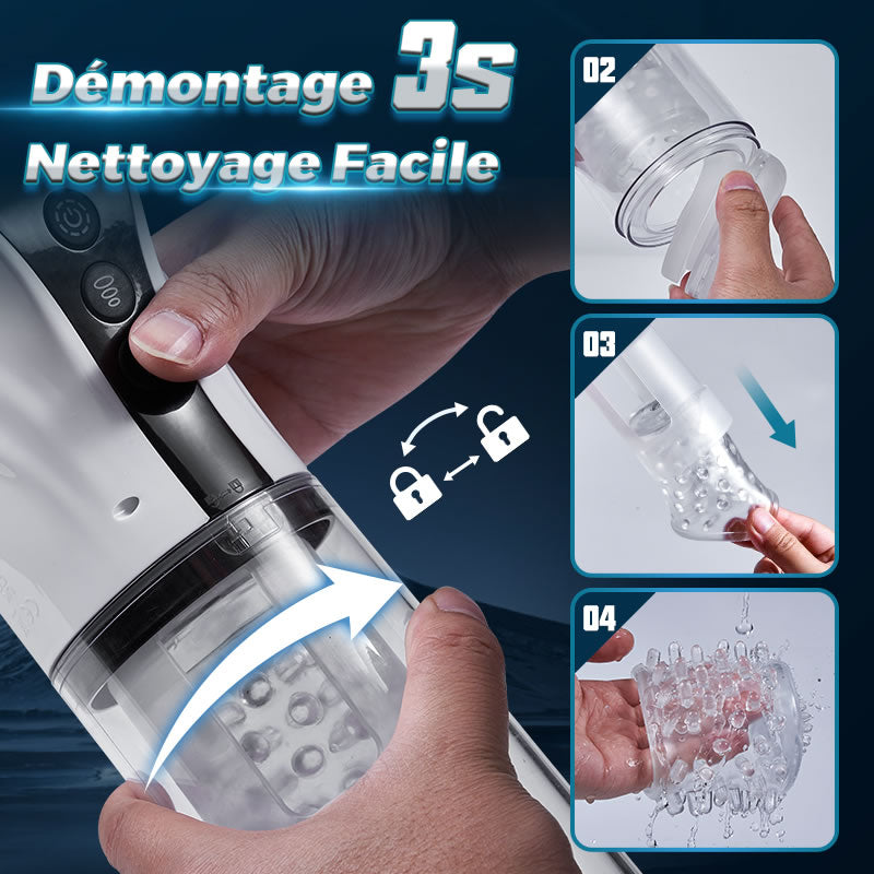 【Nouveau】9 Aspirer&Pousser&Tourner LCD Masturbateur Cup avec fonction vocale