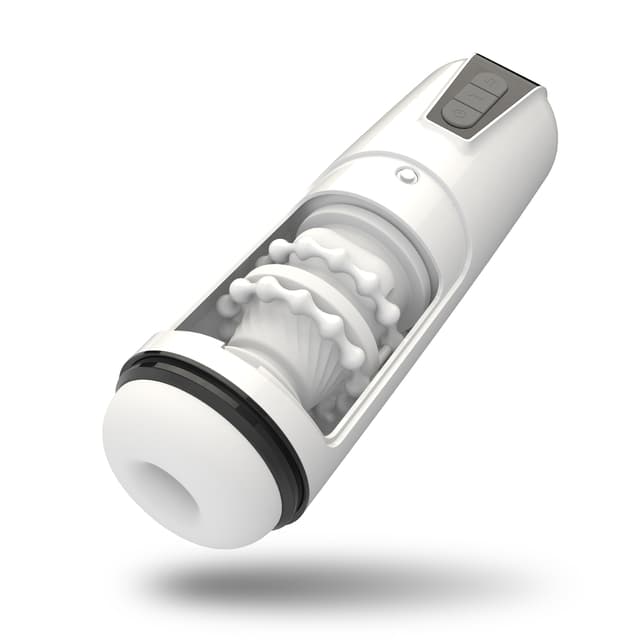 White Vibe - Masturbateur masculin extensible et étanche à vibrations automatiques à 7 modes