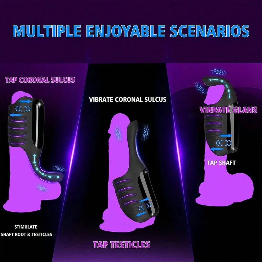 3 moteurs, 5 modes de tapotement, 10 modes de vibration, Penis Training Massager Silicone Sex toys pour hommes Vibromasseurs Jouets sexuels pour la masturbation des hommes