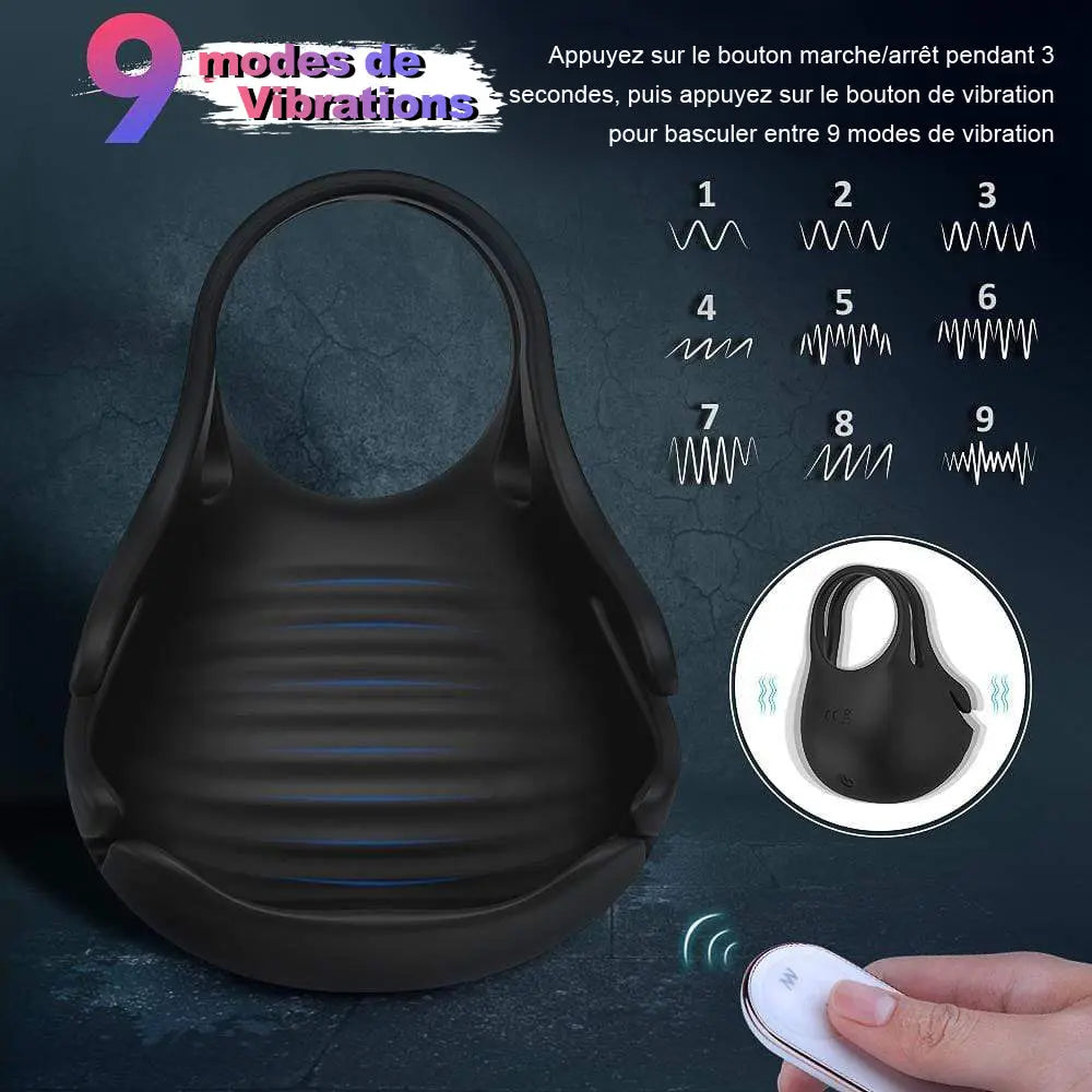 Anneaux pour testicules et pénis avec 9 vibrations, S-Hande