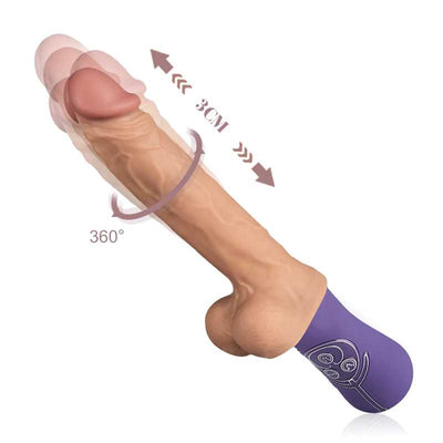 Gode dildo réaliste 3 en 1 avec 6 modes télescopiques et 10 modes de vibration, Avirobta