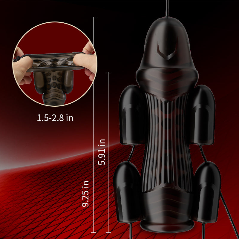 Entraîneur de pénis vibrant Black Knight VI 5 Œufs vibrants