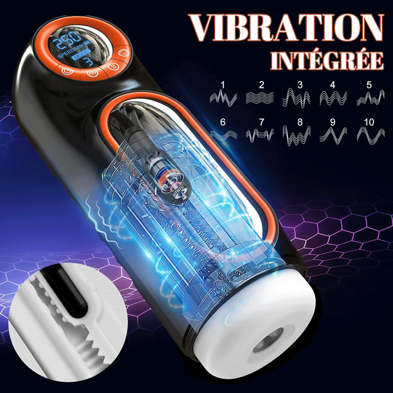 Masturbâteur Homme Succion Automatique avec 10Mode de Vibration & Poussée Silicone Sex Toys Oral Masculin Va & Vient pour la Stimulation du Pénis Jouet Sexuel