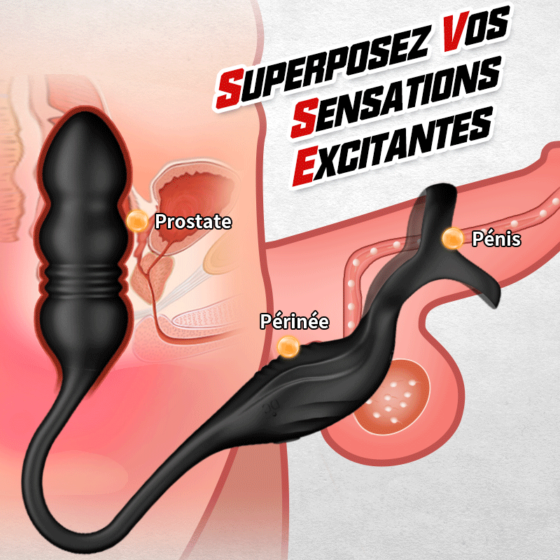 Mike 9 Masseur Prostatique Wearable à Vibrations et Pulsations avec Anneau Pénienn