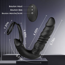 Charger l'image dans la galerie, Jouet anal réaliste pour prostate avec 9 modes de vibrations et double anneau pour une stimulat