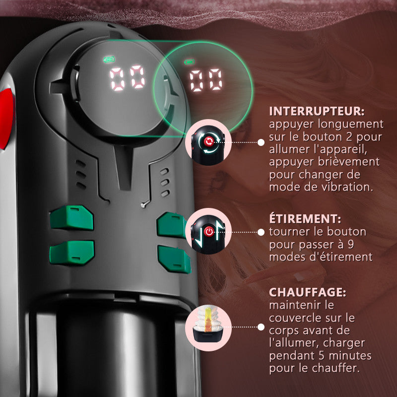 9 Poussée Vibrant Sucer Chauffage Masturbateur Cup