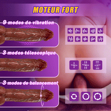 Charger l'image dans la galerie, Forêt 9 vibrations 3 poussées 3 oscillations Gode réaliste Vibromasseur 22,5 cm Chauffage