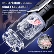 Charger l'image dans la galerie, Masturbateur de fellation automatique 4 en 1 pour hommes, 100% étanche, La langue réaliste tourne à 360° pour lécher et taquiner chaque point sensible du gland.