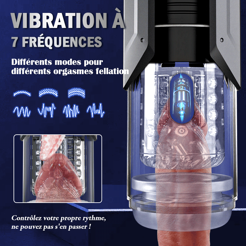 Masturbateur de fellation automatique 4 en 1 pour hommes, 100% étanche, La langue réaliste tourne à 360° pour lécher et taquiner chaque point sensible du gland.