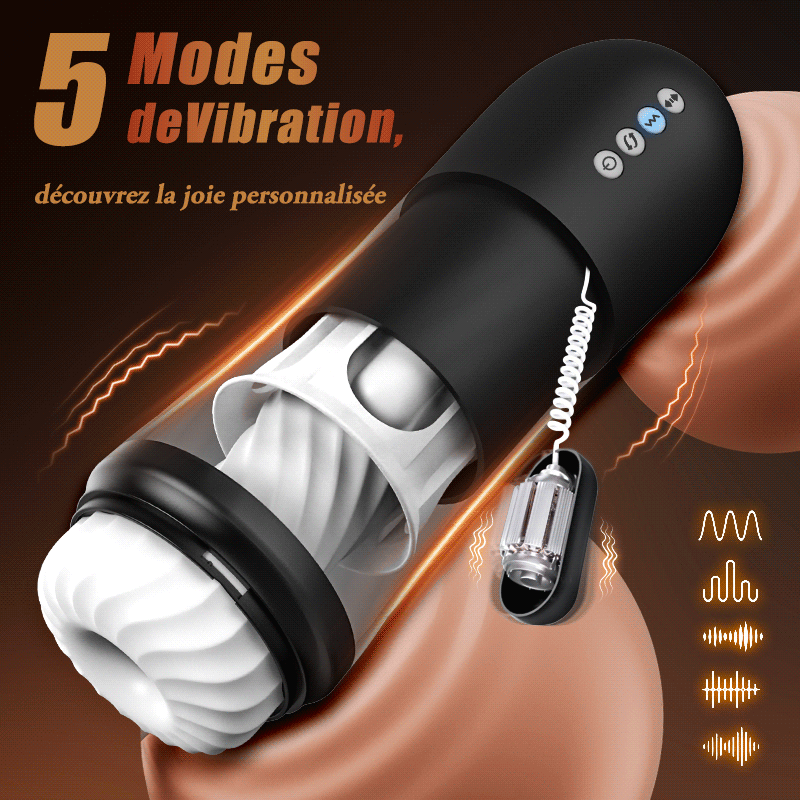 ROCKET Masturbateur 3 Rotation 5 Vibration+Va-et-Viens chauffant