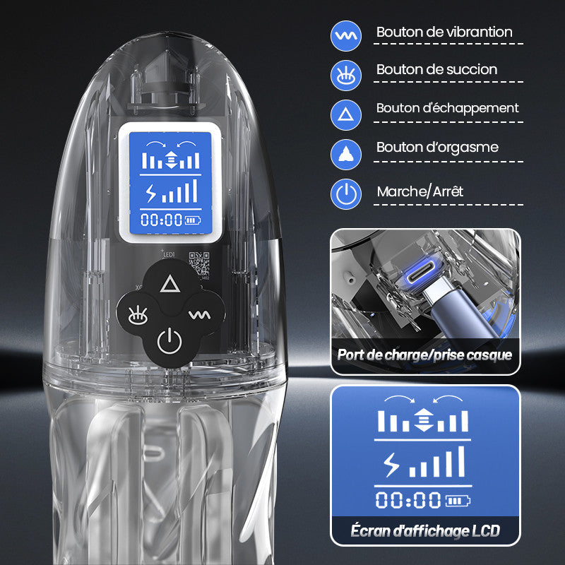 Rogen - Transparence totale Vibration & Succion de Sensation fellation & voix Masturbateur