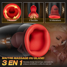 Charger l'image dans la galerie, Massage du gland 3 en 1 Master Trainer, 3 rotations, 5 succions, 10 vibrations, Ultra Simulation Dynamique