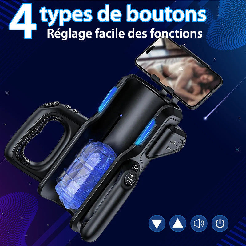 LETEN 10 Masturbateur à moteur à grande vitesse avec support pour téléphone