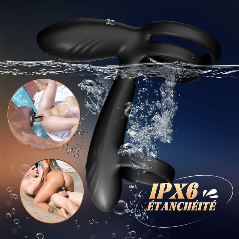 Warren - Anneau pénien double anneau premium 10 rotations + 10 vibrations