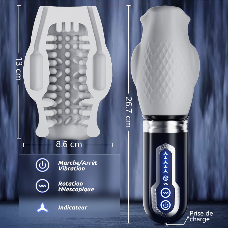 Tornado 3.0 - Masturbateur à double moteur sexe oral 7 vibrations 5 rétractions 5 rotatio