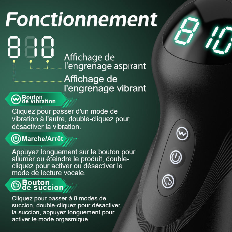 Evolution-8 Succion 10 Vibration One Touch Orgasm Digital Vacuum Masturbator