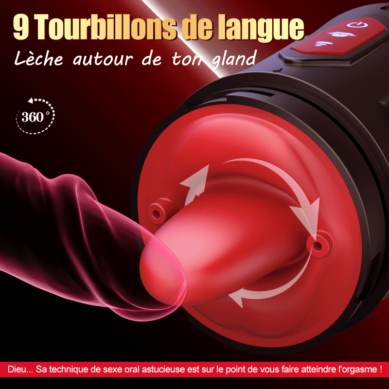 Kiss Mark - Masturbateur masculin avec écouteurs, 9 vibrations, 9 succions, 9 rotations