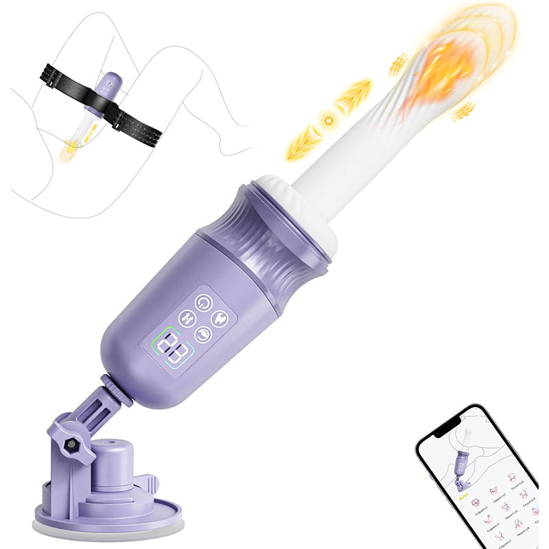 Machine sexuelle à coups et chauffage contrôlée par application pour stimulation du point G ou anale avec sangles pour j