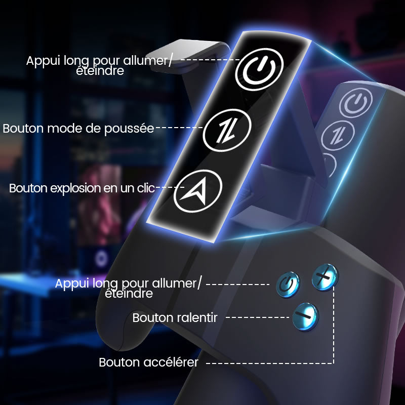 Turbo - 10 Modes Stroker à Poussées Explosives – Design Gamepad Immersif avec Support Téléphone