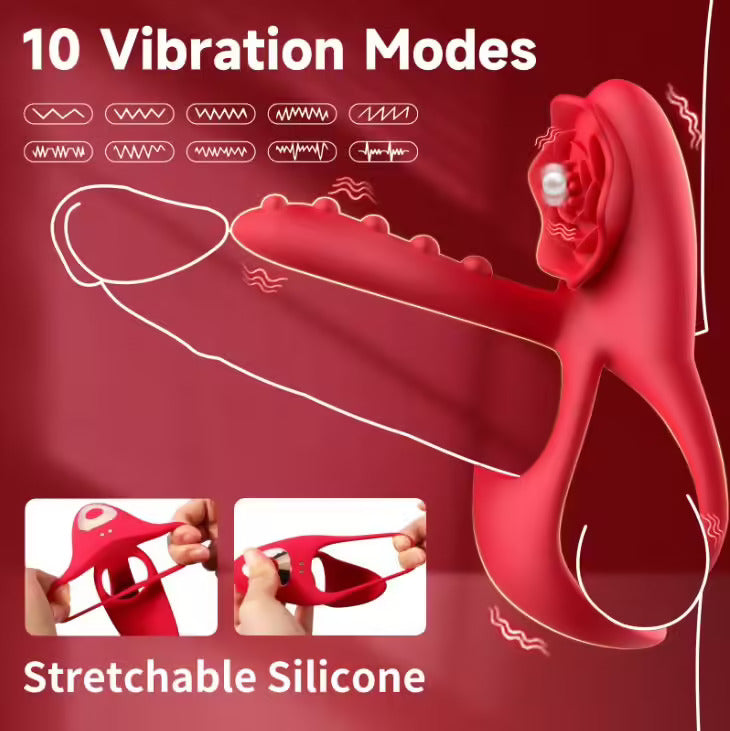 3 en1 Anneau à pénis Jouet sexuel extrême pour couple Vibrateur pour pénis avec 10 modes de vibration pour femme Stimulateur clitoridien Cockring Jouet sexuel pour homme Erection prolongée Massage périnéal Anneaux à pénis