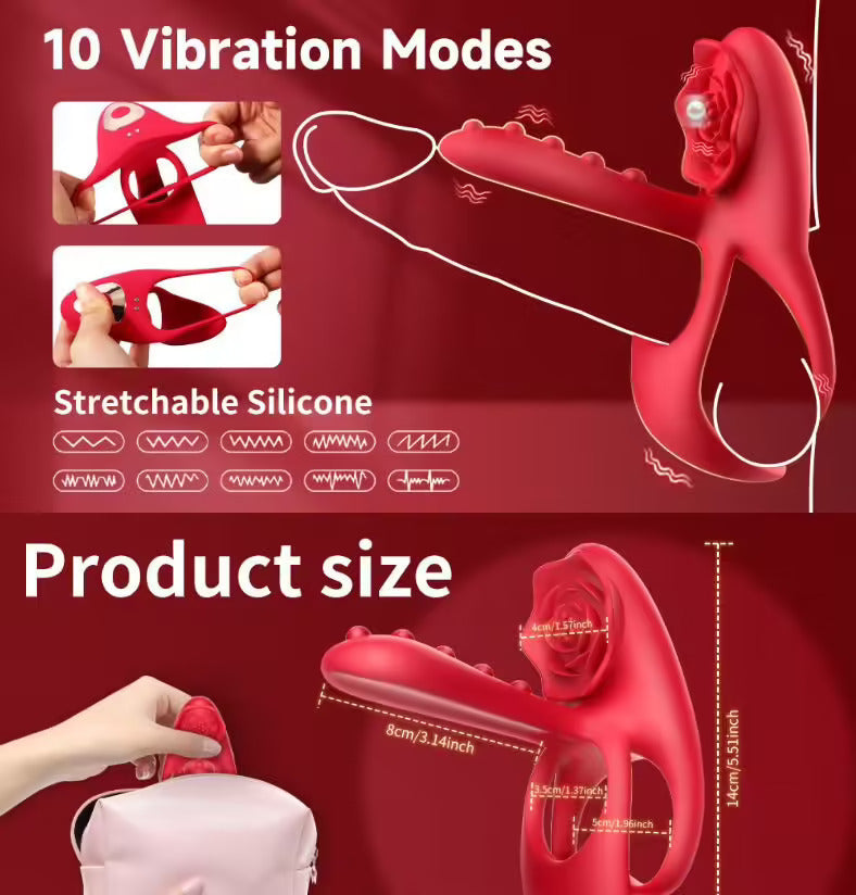 3 en1 Anneau à pénis Jouet sexuel extrême pour couple Vibrateur pour pénis avec 10 modes de vibration pour femme Stimulateur clitoridien Cockring Jouet sexuel pour homme Erection prolongée Massage périnéal Anneaux à pénis