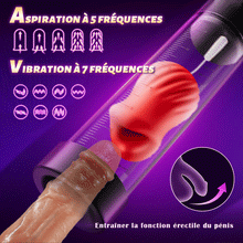 Charger l'image dans la galerie, Red lips-Pompe à pénis 7 succion 5 vibration, Avec 2 Gaines silicones interchangeables