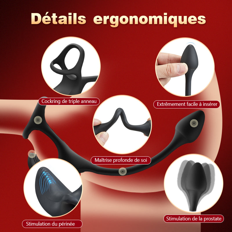 Plug anal Stimulateur vibrant Ă  balle avec cockring