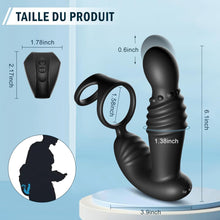 Charger l'image dans la galerie, Masseurs de Prostate Sex Toys Anals avec Anneaux de Pénis, Vibromasseur Anal Télécommandé avec 10 Modes de Poussée & de Vibration, Vibrateur Gode Anal Plug Anal Vibrant Sextoy pour Hommes et Couple