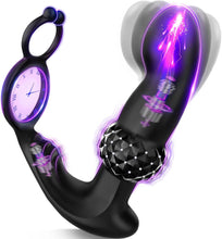 Charger l'image dans la galerie, Prostate Homme Plug Anale avec Anneau Pénien, Conception Antidérapante Sex Toys Anals Vibromasseur avec 7 Vibrant et Déplacement des Doigts, 3 EN 1 Plug Anal Gode Vibro-masseur Sex Toýs Homme Couple