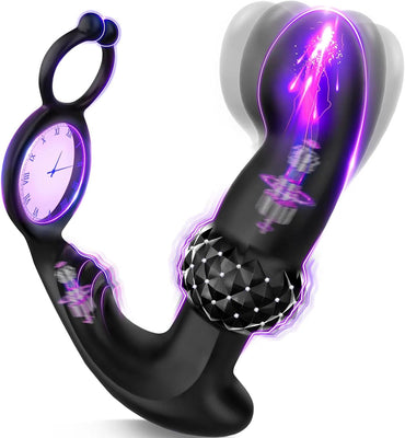 Prostate Homme Plug Anale avec Anneau PĂ©nien, Conception AntidĂ©rapante Sex Toys Anals Vibromasseur avec 7 Vibrant et DĂ©placement des Doigts, 3 EN 1 Plug Anal Gode Vibro-masseur Sex ToĂœs Homme Couple