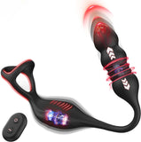Vibromasseur pour Homme Sex Toys, Plug Anal Vibrant Sex toýs Homme Masseurs de Prostate Sextoy Homme Sex avec Anneau Pénienn, Sex Toys Anals Gode Vibro-masseur 9 Mode Télescopique & Vibrations