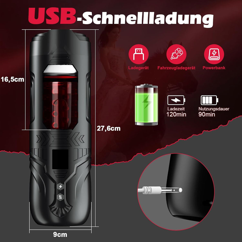 Masturbateur Électrique pour Homme, Jouet Sexuel pour Homme Solo avec 7 Modes de Poussée et de Rotation, 3 en 1 Masturbateur de Poche pour Pénis et Chatte Jouets Sexuels pour Homme