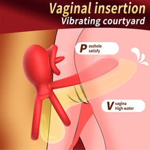 Charger l'image dans la galerie, Anneau vibrant pour pénis et clitoris, 9 modes de vibration avec fonction léchage de langue, stimulateur du point G à double anneau en silicone, idéal pour les couples