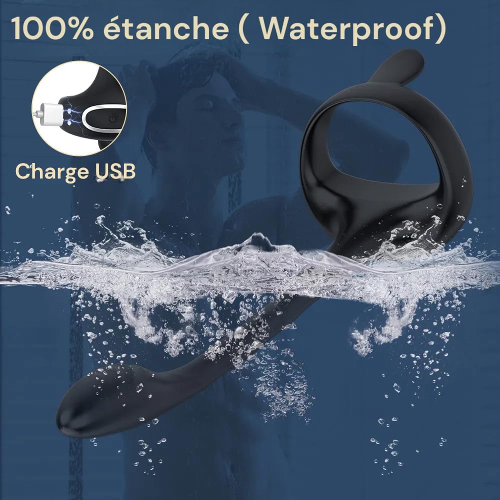 Sextoys plug anal - 5 EN 1 APP Masseurs de Prostate Vibrant avec Anneaux de Pénis - 10 Modes de Vibration -Télécommandé -Jouets Sexuels pour la Stimulation Anale Couple, Étanche