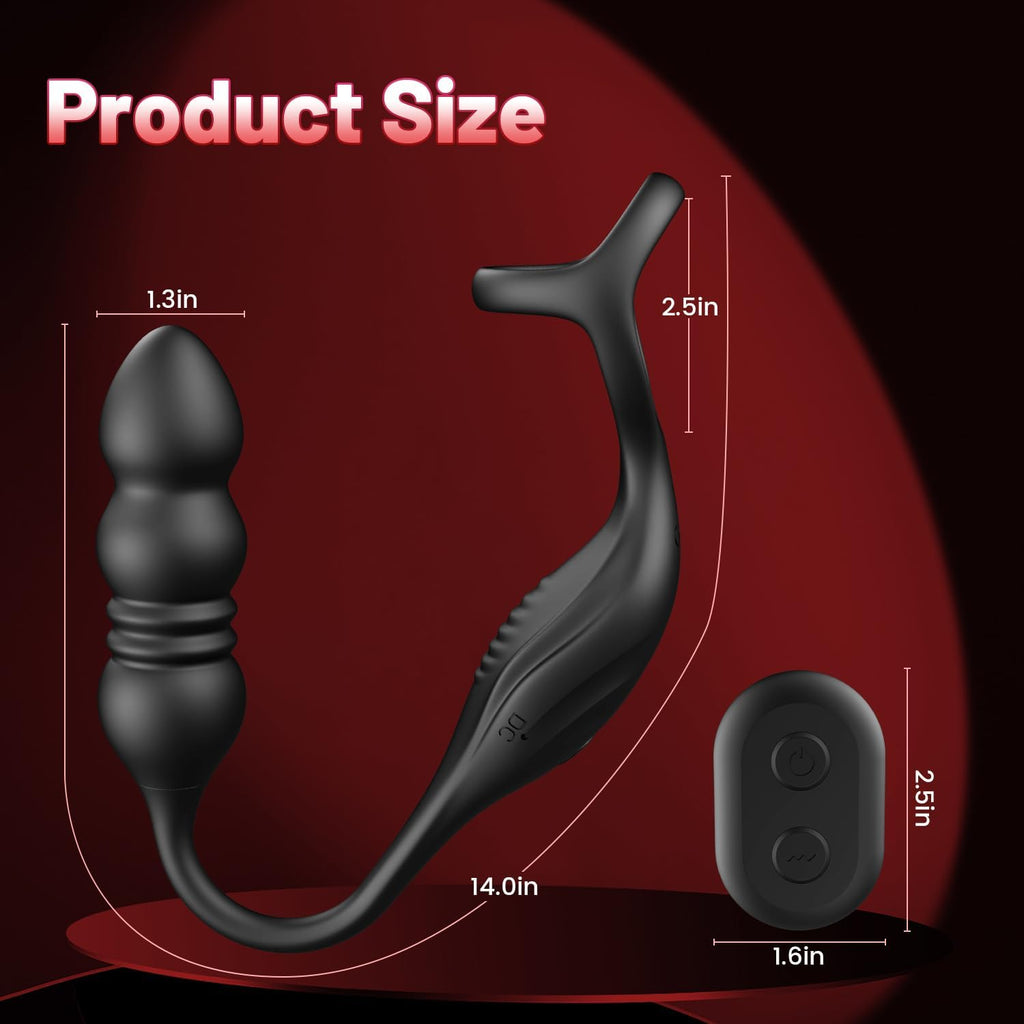 Vibromasseur pour Homme Sex Toys, Plug Anal Vibrant Sex toýs Homme Masseurs de Prostate Sextoy Homme Sex avec Anneau Pénienn, Sex Toys Anals Gode Vibro-masseur 9 Mode Télescopique & Vibrations