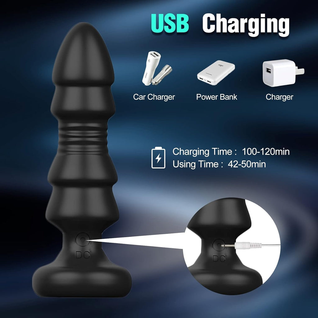 Plug Anal Vibromasseur Sex Toys, Homme Sex Stimulateur Gode Sex Toys Prostate Vibrateur Anal TĂ©lĂ©commandĂ© Sex ToyÌs avec 5 modes de poussĂ©e vibrant portabl Pour Couple Jouet SexualitĂ©