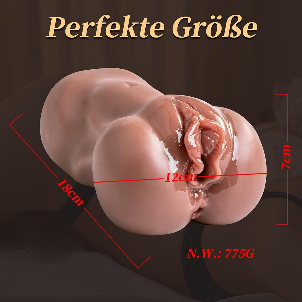 Masturbateur pour hommes - 2 en 1 Poche Chatte Grande avec Vagin 3D Clitoris Anal Poche Chatte Masturbateurs Double Canal Portable Érotique Sex Toy pour Hommes Solo