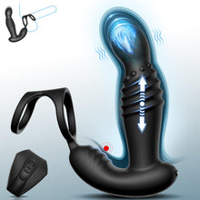 Charger l'image dans la galerie, Masseurs de Prostate Sex Toys Anals avec Anneaux de Pénis, Vibromasseur Anal Télécommandé avec 10 Modes de Poussée & de Vibration, Vibrateur Gode Anal Plug Anal Vibrant Sextoy pour Hommes et Couple