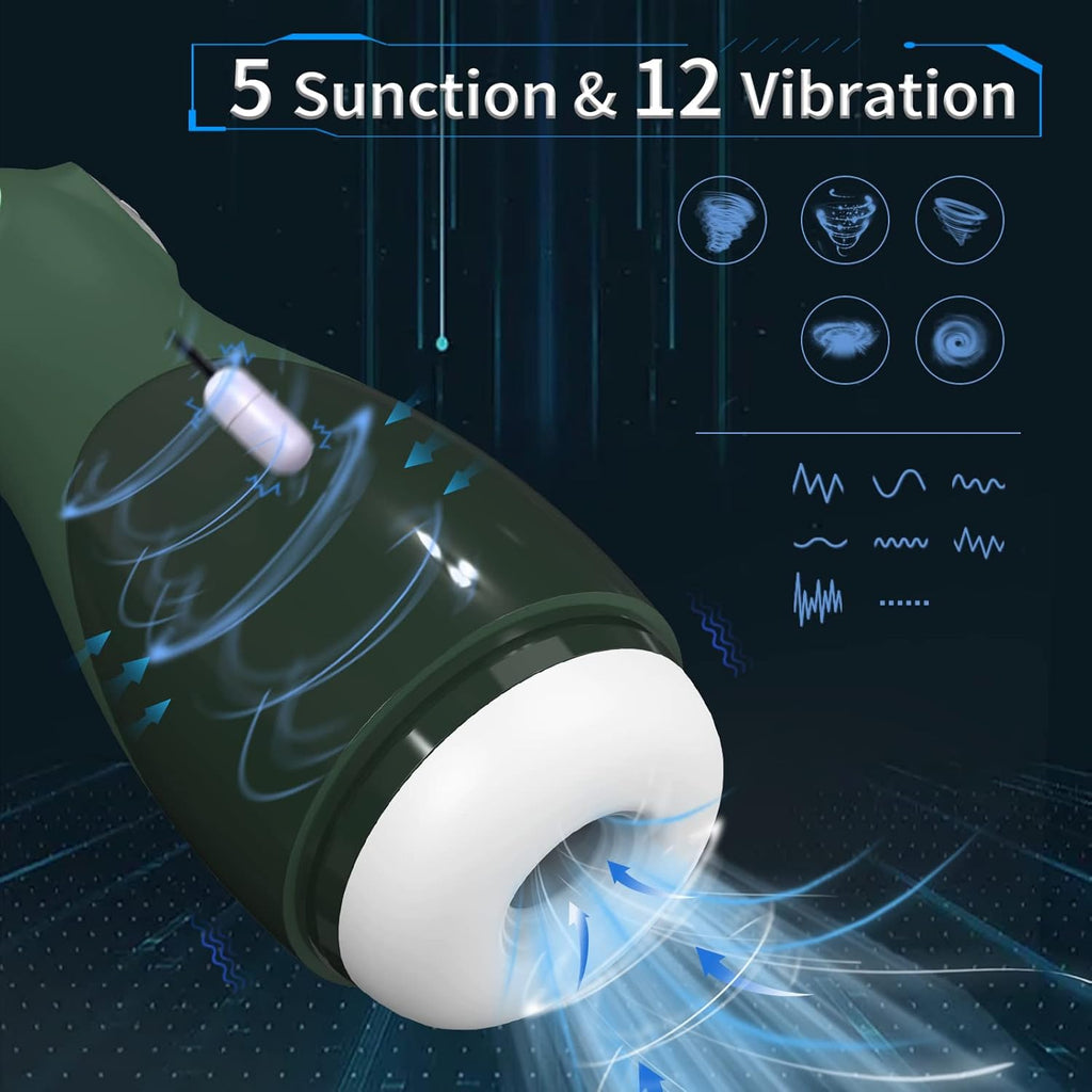 Masturbateur masculin automatique avec 5 modes de poussée et 12 modes de vibration pour stimulation du pénis, jouet électrique de poche pour chatte, jouet sexuel pour homme adulte