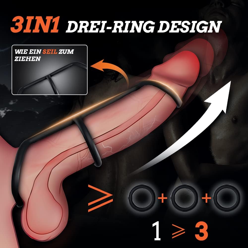Anneaux en silicone 3in1, anneau pénien extensible pour toutes les tailles, anneau pénien en silicone pour un plaisir plus long et plus dur, anneau avec 3 tailles différentes, jouet sexuel