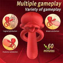 Charger l'image dans la galerie, Anneau vibrant pour pénis et clitoris, 9 modes de vibration avec fonction léchage de langue, stimulateur du point G à double anneau en silicone, idéal pour les couples