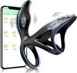 Anneaux Péniens Vibrants avec App, Vibrateur d'Anneaux Péniens à Deux Moteurs, Jouets Sexuels pour Adultes à Distance pour le Plaisir des Hommes, Masseur de Coq à 7 Vibrations Puissantes pour Hommes