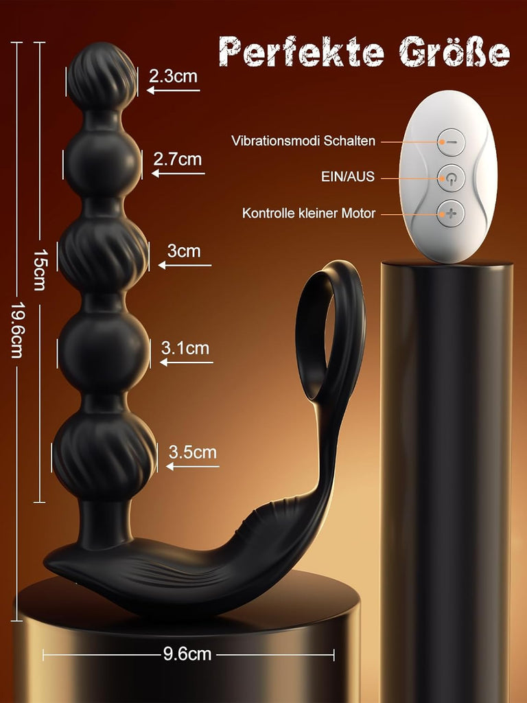 Plug anal masseur de prostate, anneau phallique avec 10 modes de vibration, stimulation de la prostate avec 5 boules anales, jouets sexuels étanches pour couples