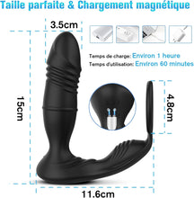 Charger l'image dans la galerie, Sex Toys Plug Anal Vibromasseur pour Homme - Gode Masturbeuse pour Gay, Masseurs de Prostate Vibrant avec Anneau Pénien, Sextoy Anus Plugs Anals avec 9 Modes Télescopiques 9 Modes Vibrations