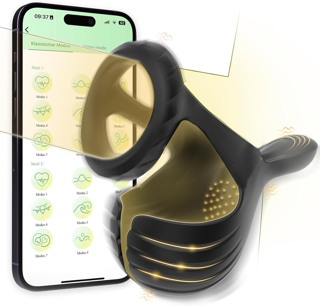 Sextoy Homme avec Télécommande et Application,Anneau De P-ÊŇIs en Silicone,étanche réglable pénien avec Anneau testiculaire plaisir Couple