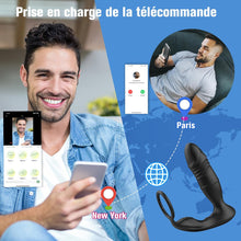 Charger l'image dans la galerie, Sex Toys Plug Anal Vibromasseur pour Homme - Gode Masturbeuse pour Gay, Masseurs de Prostate Vibrant avec Anneau Pénien, Sextoy Anus Plugs Anals avec 9 Modes Télescopiques 9 Modes Vibrations