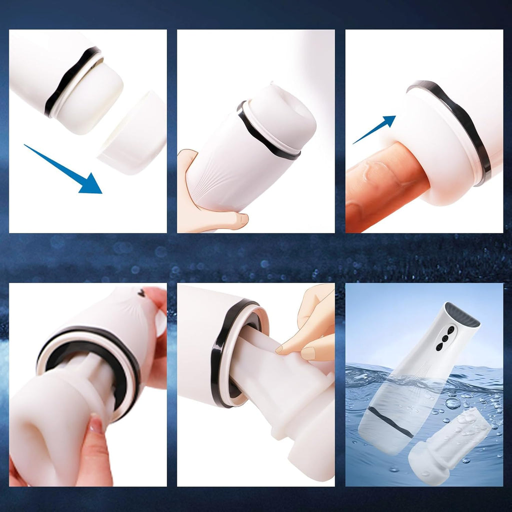 Masturbateurs Masculins Sex ToyÌs Homme - Masturbateur Homme avec 10 Succion & Vibration & Ăchappement, MasturbĂąteur Homme Mains Llibres avec 3D Vaginette Ultra RĂ©aliste, Sex Toys Homme