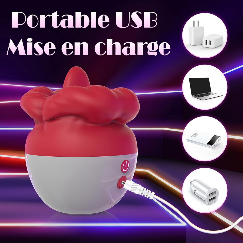 Vibromasseur pour Femme Clitoridien Puissant Sex Toys avec 10 Modes de Vibration, Sex Toýs Femme Léchage de Langue Sex Toýs Couple, Vibromasseurs Feminin Silencieux de Clitoris et Point G