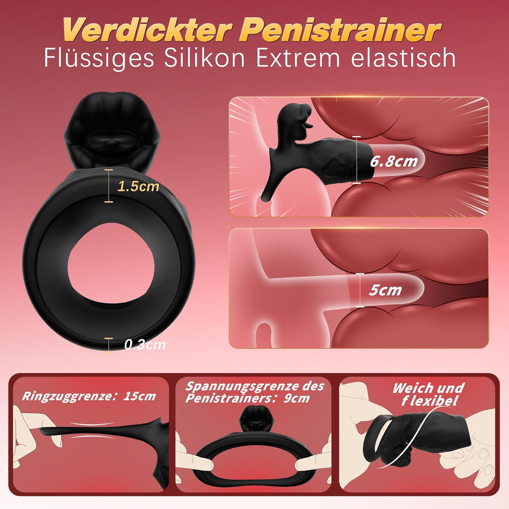Anneau Penien - Anneau Homme Gainespour Pénis avec Langue léchant le Clitoris,9 Vibrant Modes Sextoyse Couple Plaisir,Vibromasseur Sex toýs Homme Femme ,Jouet Sexualité Adulte Couple,Sex Toys