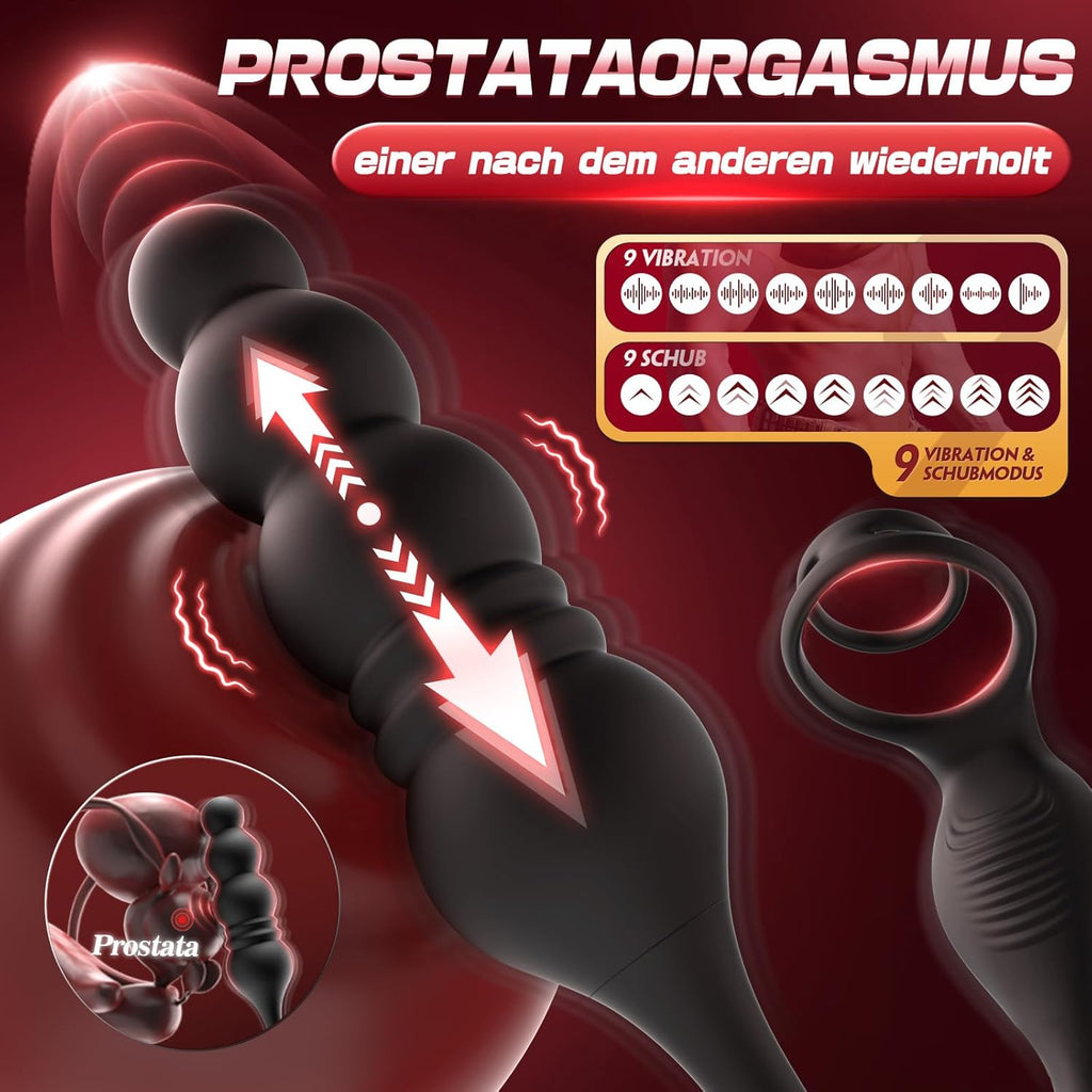Plug Anal Vibrant Vibromasseur Sex toyÌs Homme Masseurs de Prostate Sextoy Homme Sex avec Anneau PĂ©nien Sex Toys Anals Gode Sextoyse Couple Plaisir 9 Mode TĂ©lescopique